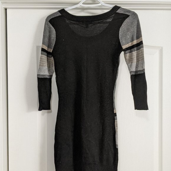 SSX Grey Black Tan Geometric Sweater Dress - Picture 2 of 3